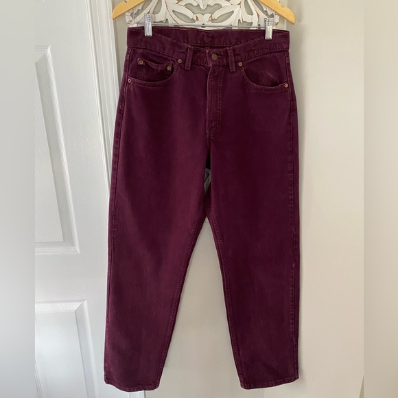 Levis 554 USA Vtg 90s Loose Relaxed fit Straight Maroon aubergine Denim - Picture 1 of 11